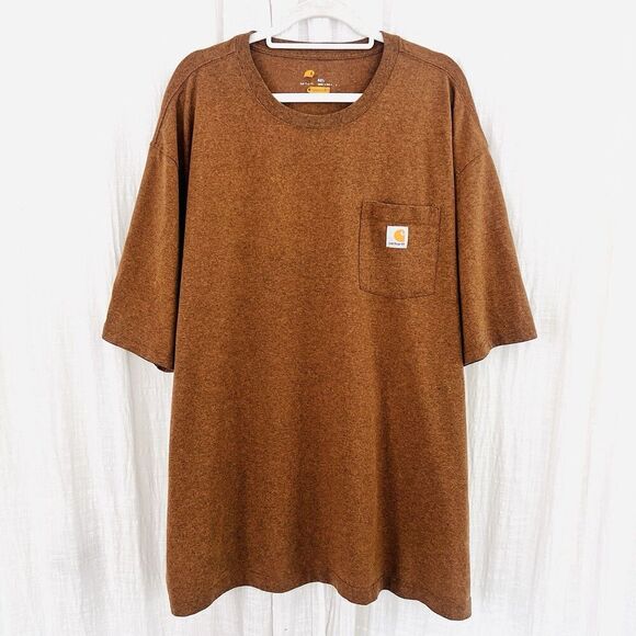 Carhartt Brown Classic Heavyweight Logo Pocket Work Shirt - Mens Size 3XL - Picture 1 of 6